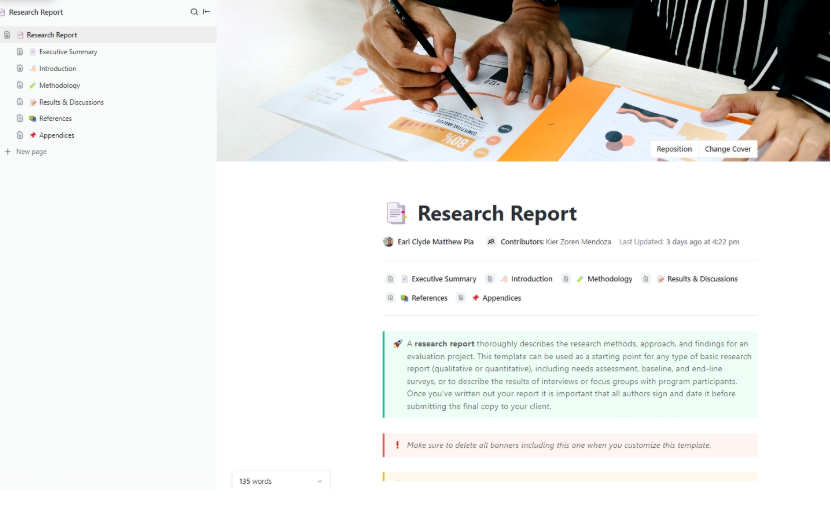 ClickUp Research Report Template : Essay Outline Template
