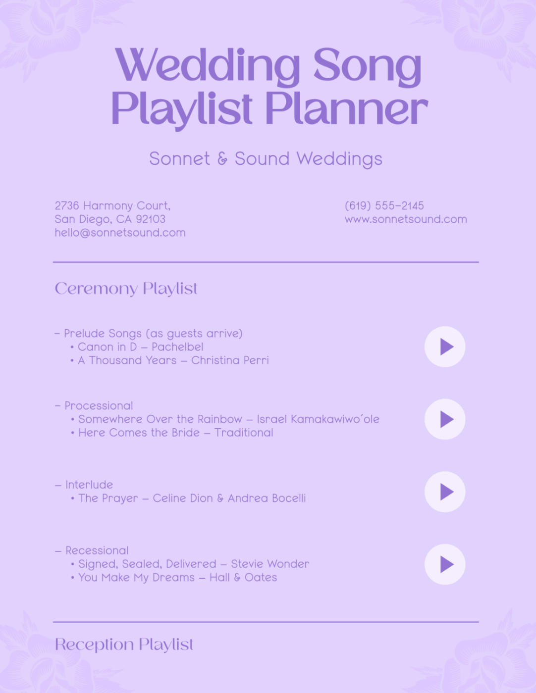 Wedding Song Playlist Planner