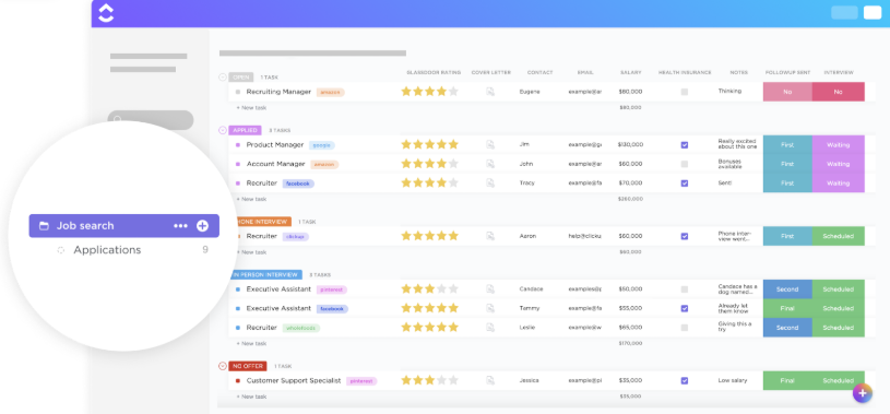 ClickUp Job Search Template ; Brag Document Templates