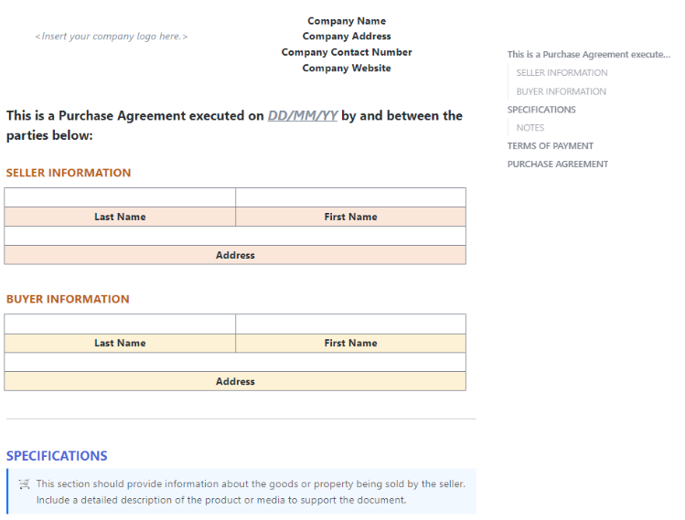 ClickUp Purchase Agreement Template :  Payment Agreement Template

