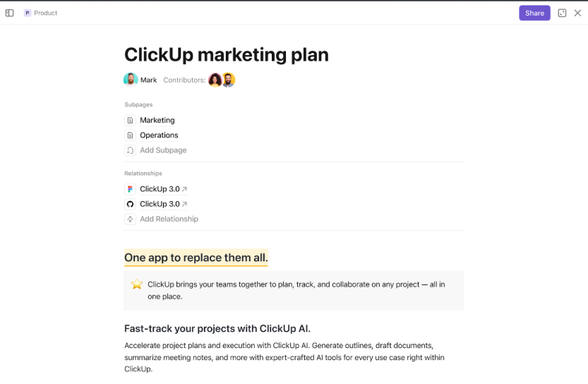 ClickUp Docs : Essay Outline Template
