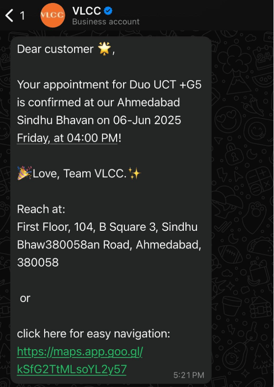 Appointment reminder template ; whatsapp business message template
