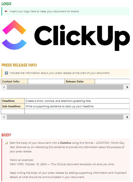 ClickUp Content Writing Template : Essay Outline Template
