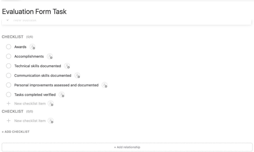 ClickUp Software Evaluation Form Task Template ; Product Evaluation Template