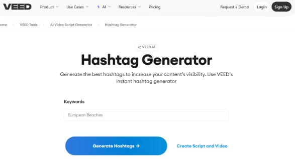 VEED.IO : Instagram hashtag generator