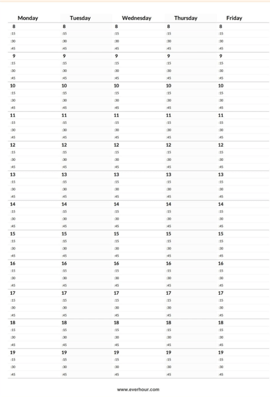 Google Sheets Weekly Time Blocking Template by Everhour : time blocking template google sheets