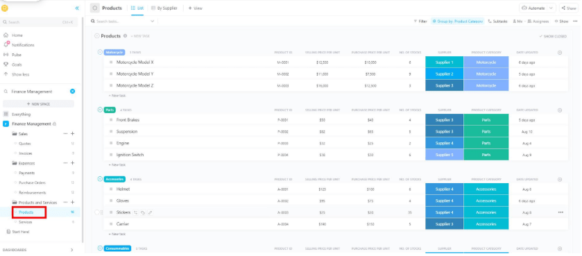 ClickUp Finance Management Template : 50/30/20 Budget Template