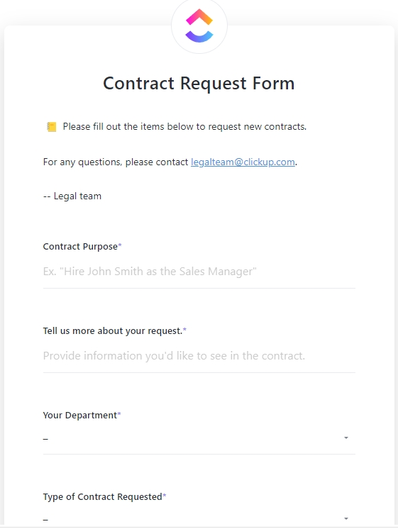 ClickUp Contract Management Template ;  Payment Agreement Template

