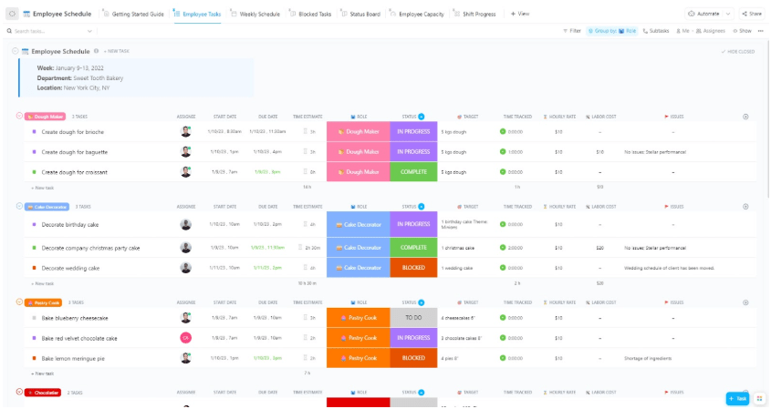 ClickUp Employee Schedule Template