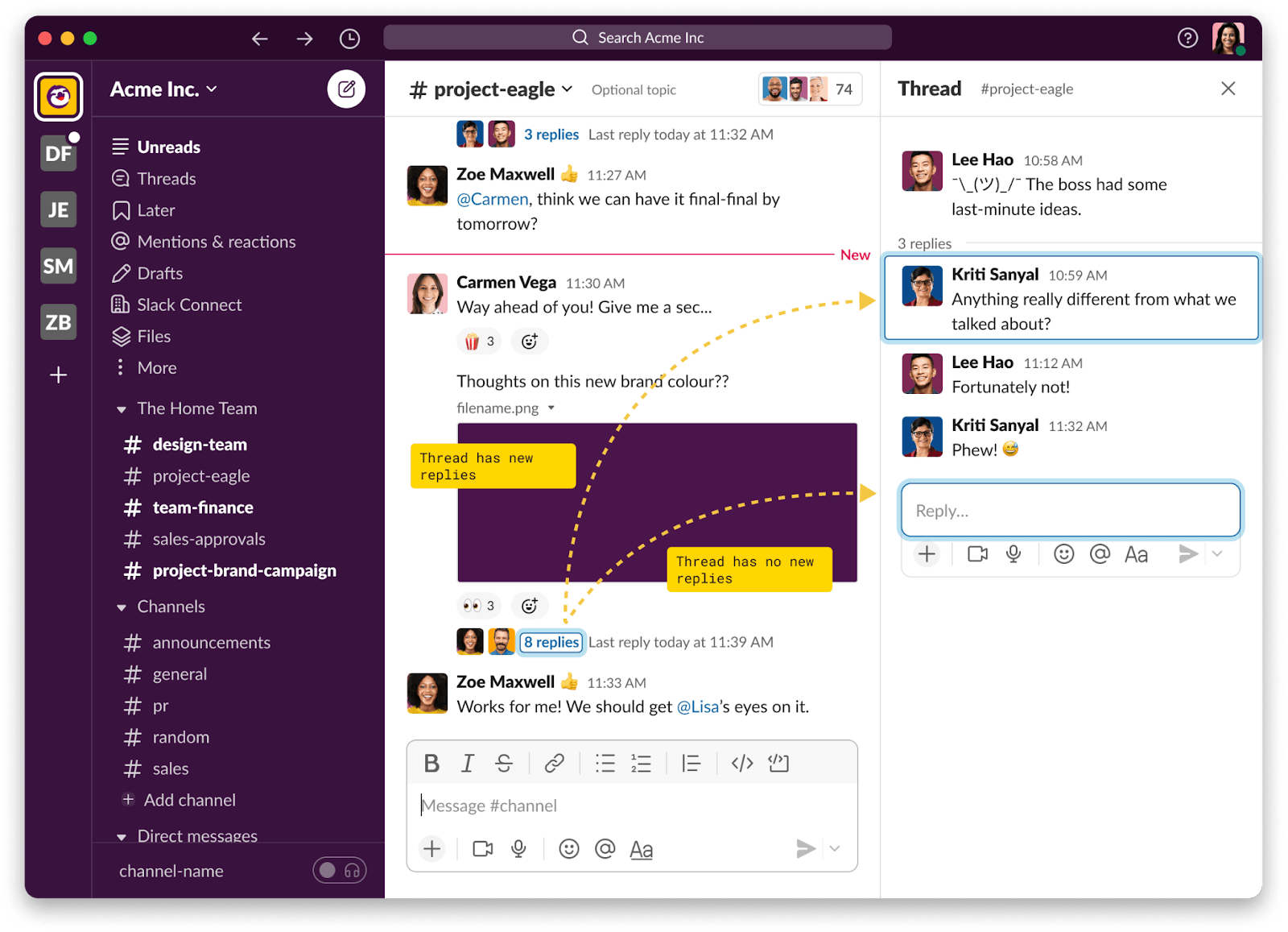 Slack: Best for real-time messaging and team conversations