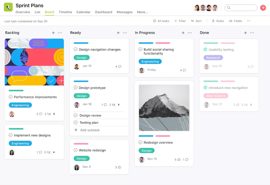 Agile project plan template by Asana