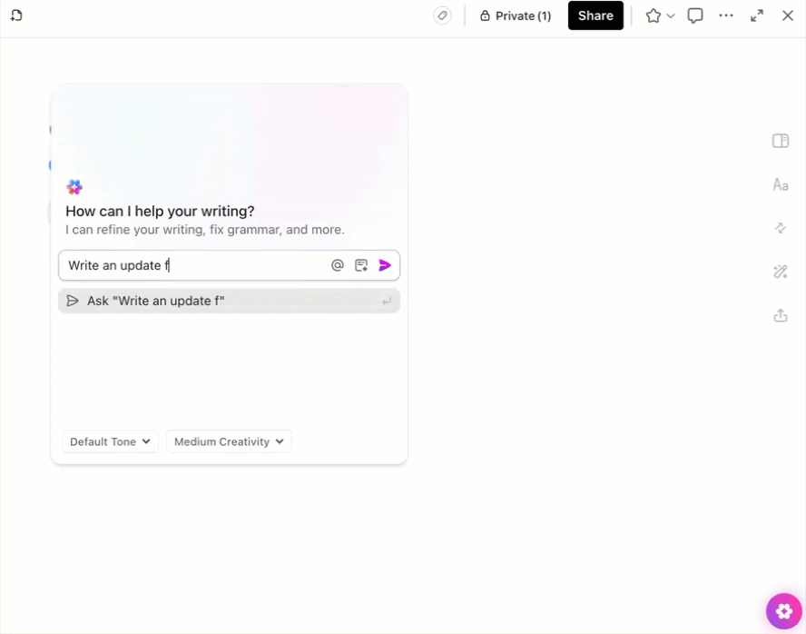 Pull all the information with in your ecosystem ClickUp Brain: pm software built around okr workflows