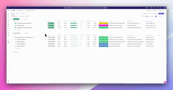 ClickUp Milestone Tracker