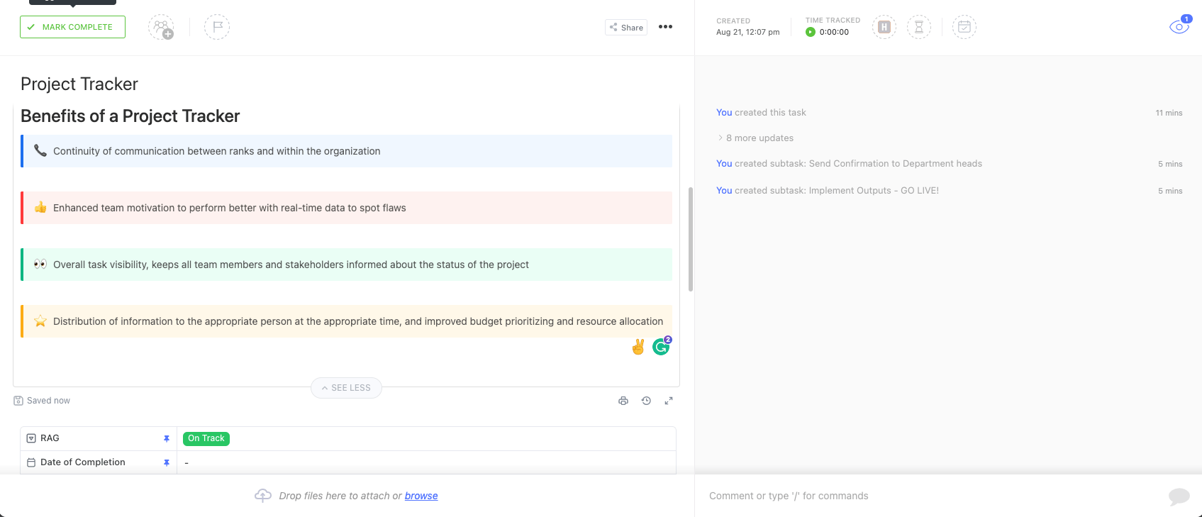ClickUp Project Tracker
