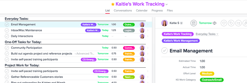 Project estimation template by Asana