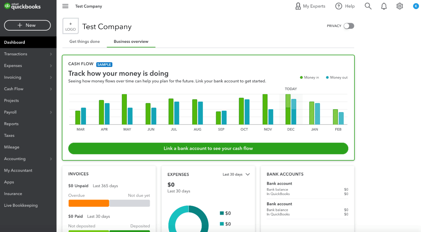QuickBooks Dashboard
