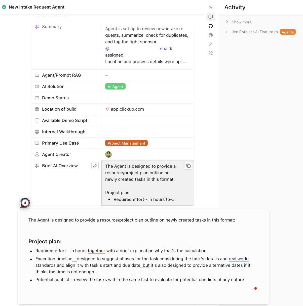 Create Custom Autopilot Agents in ClickUp with simple natural language prompts and instructions