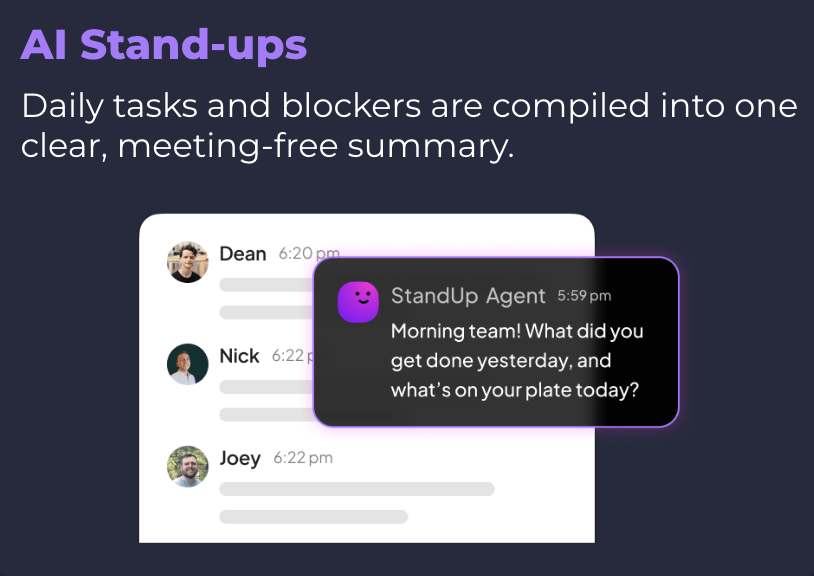 Rapat AI menggantikan rapat status dengan ringkasan yang jelas dan ringkas.