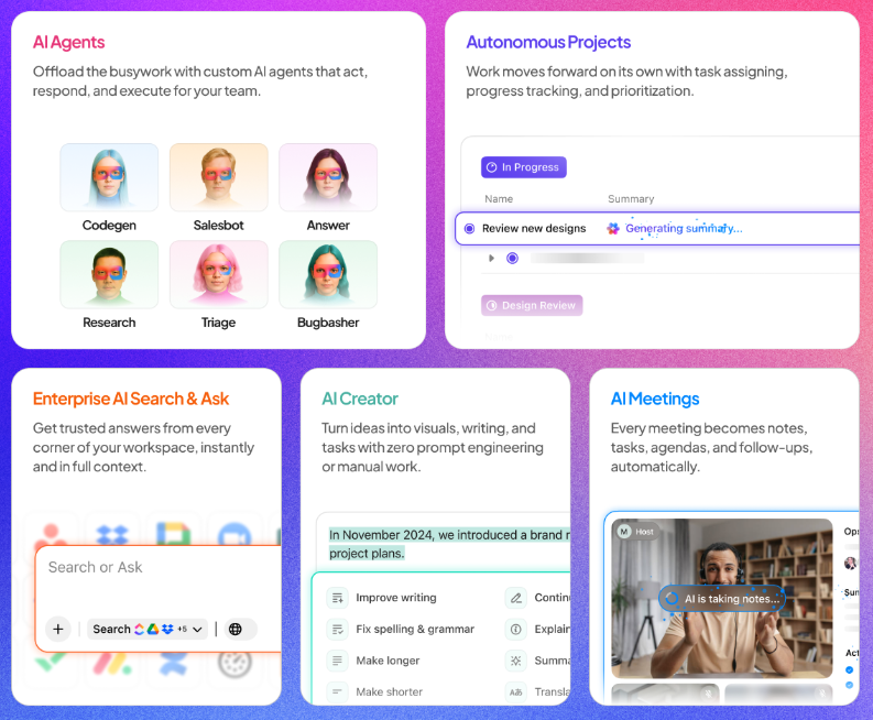 Use ClickUp to manage small business projects, tasks, Docs, communication, and reporting from one place