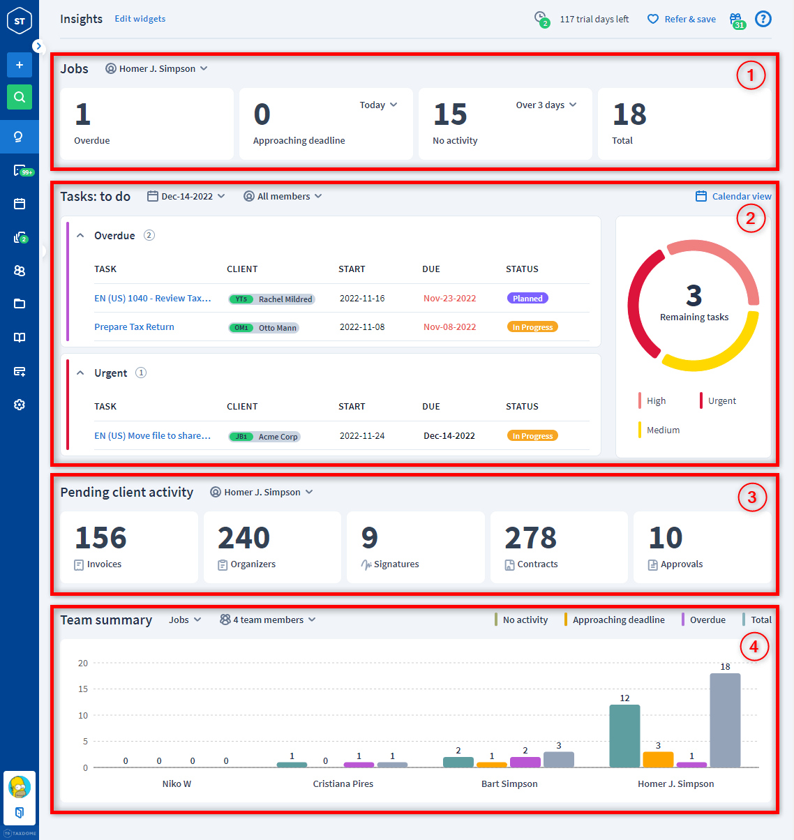 TaxDome Dashboard : Karbon Alternatives