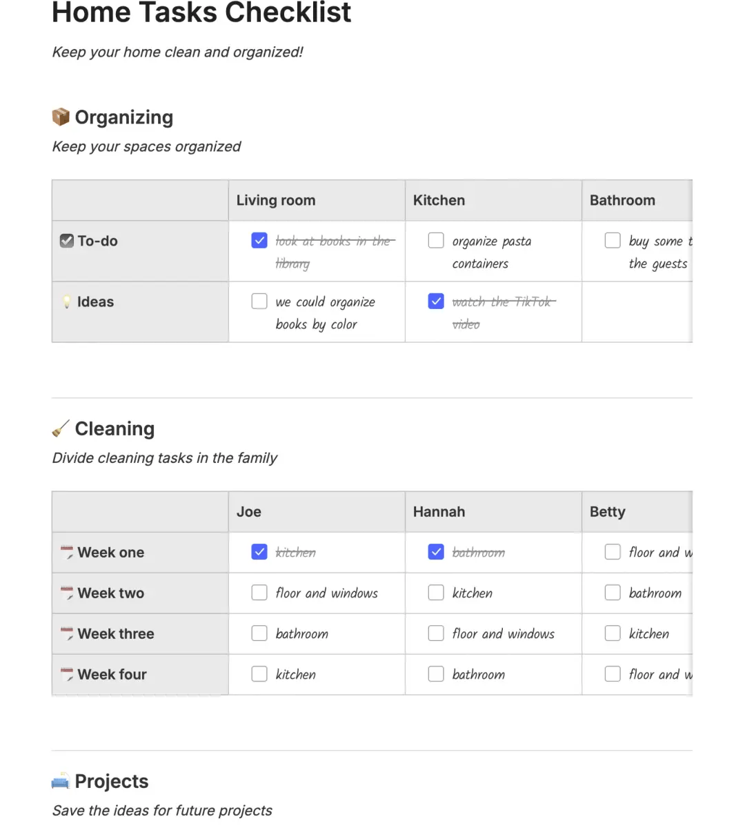 Checklist voor huishoudelijke taken van Evernote - Evernote-dagboek sjabloon