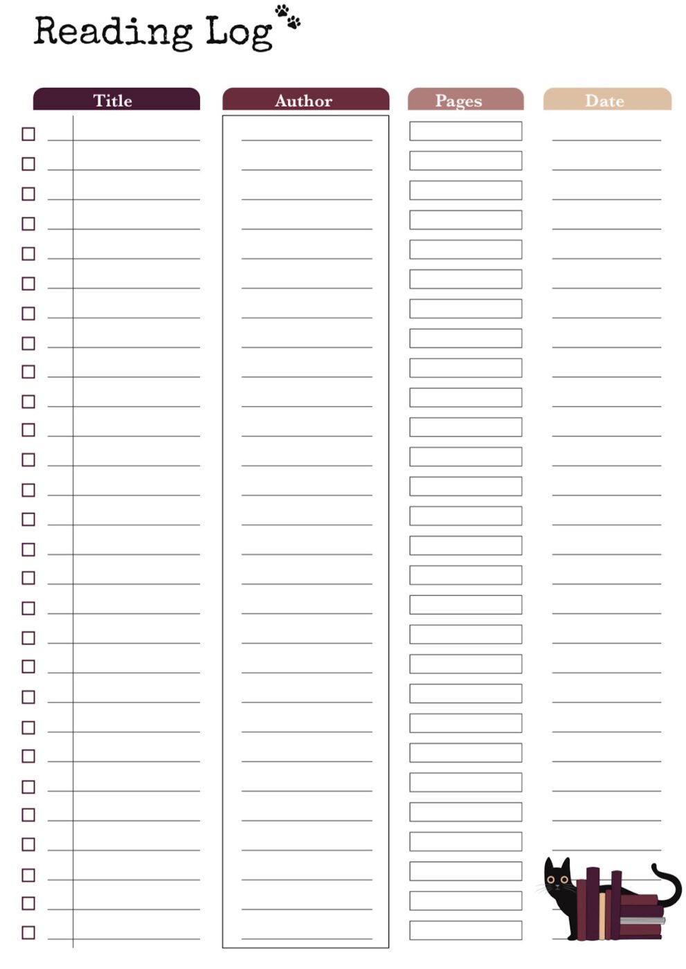 Reading Journal Template by Midnight's Book Club