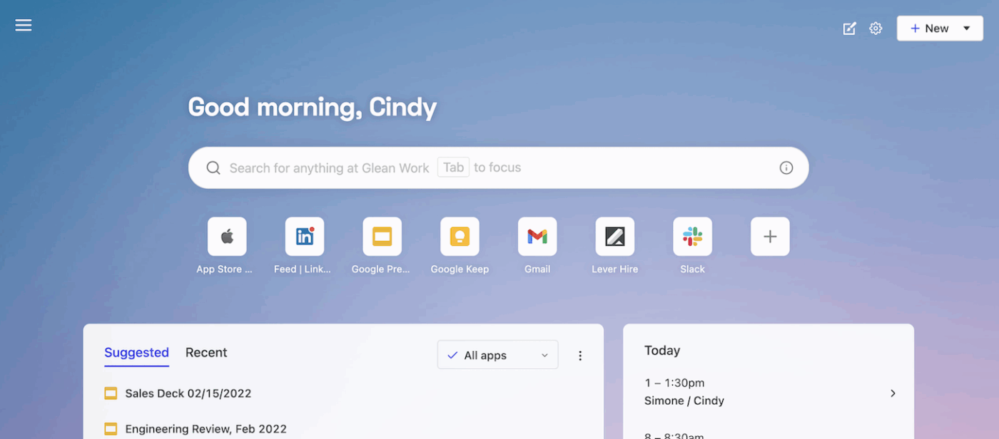 Glean: Intelligent search to store and focus on work