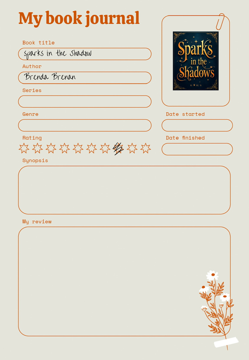 Book journal template for a child