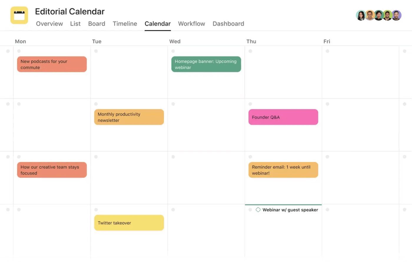 Asana Marketing Templates: Editorial Calendar Template