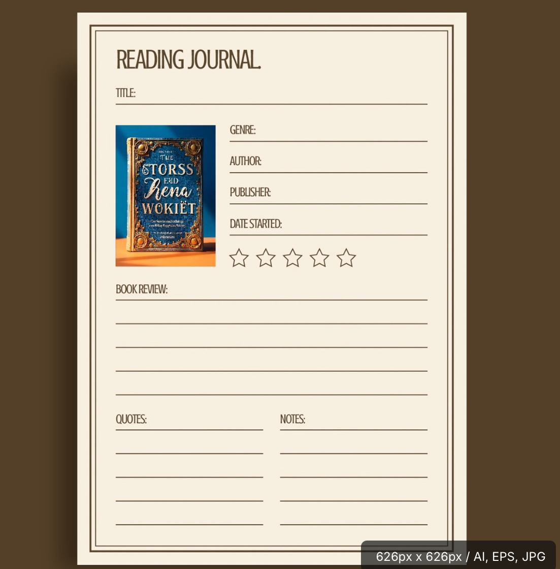  Reading Journal Template by Freepik