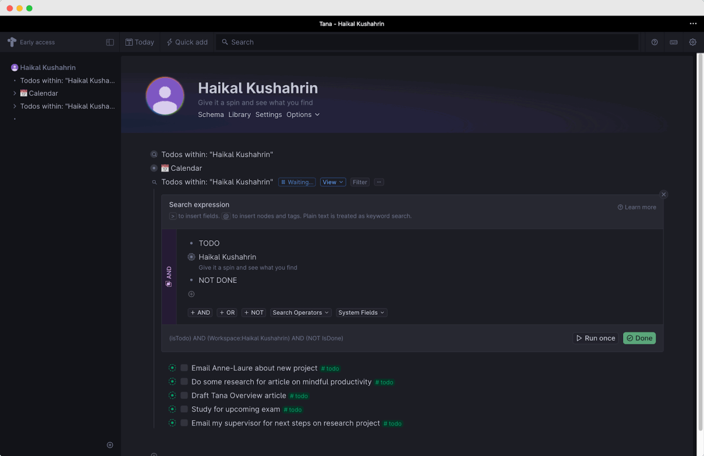 Tana: Map and connect relationships across projects with structured memory nodes