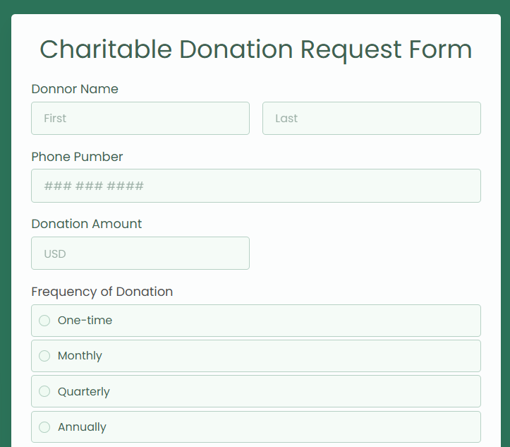 Charitable Donation Request Form Template by 123FormBuilder