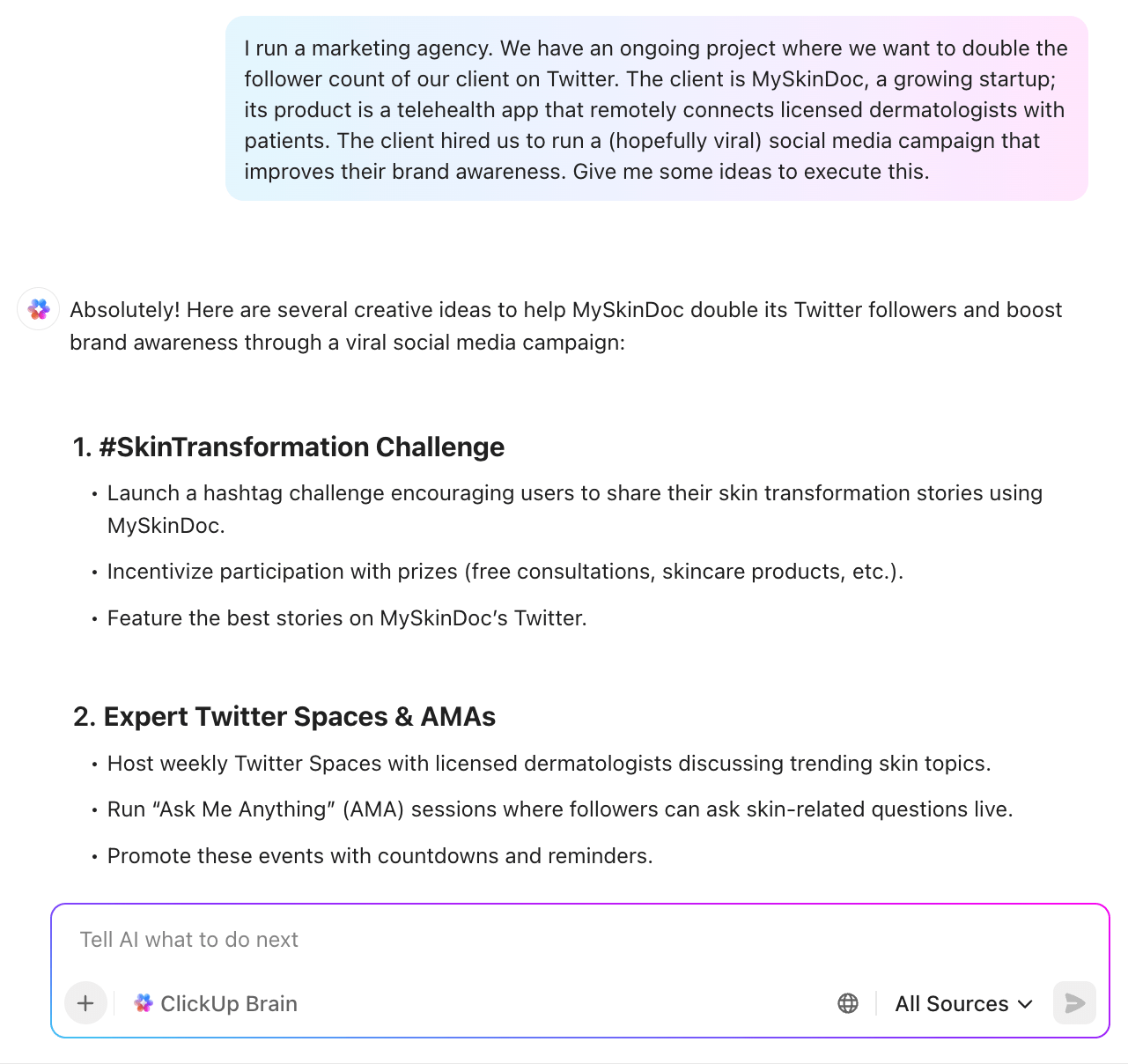 Asana Marketing Templates: ClickUp Brain