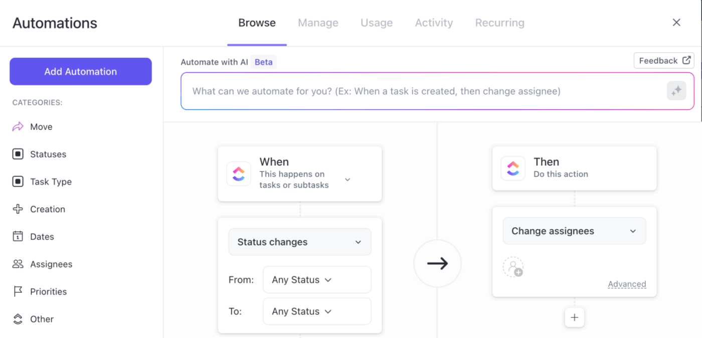 ClickUp Automations: Automate workflows and task assignments to save time and reduce errors