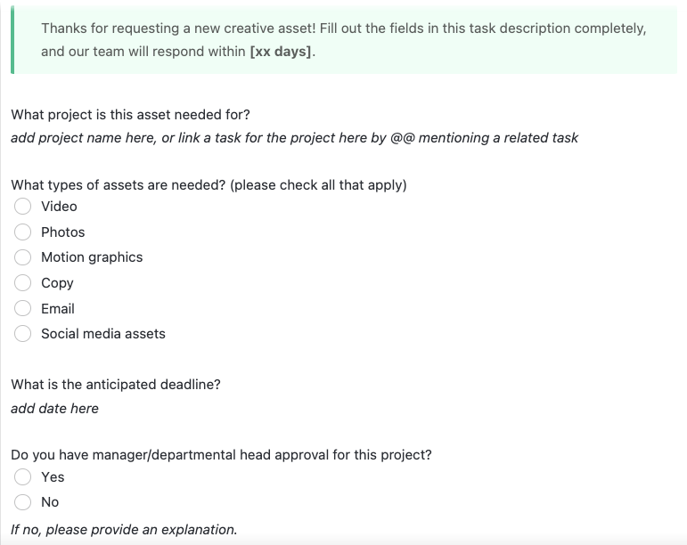 ClickUp Forms: Streamline creative request collection for restaurant marketing strategies