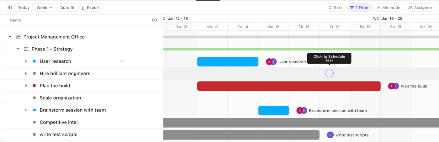 ClickUp Gantt Chart: Add details for both small teams and large teams