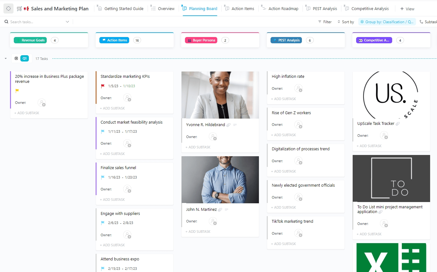 Asana Marketing Templates: ClickUp Sales and Marketing Plan Template