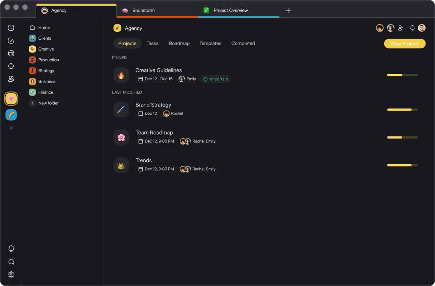 Taskade: Project manager assistant AI for startups with repetitive tasks and social media posts offering content generation for cost savings