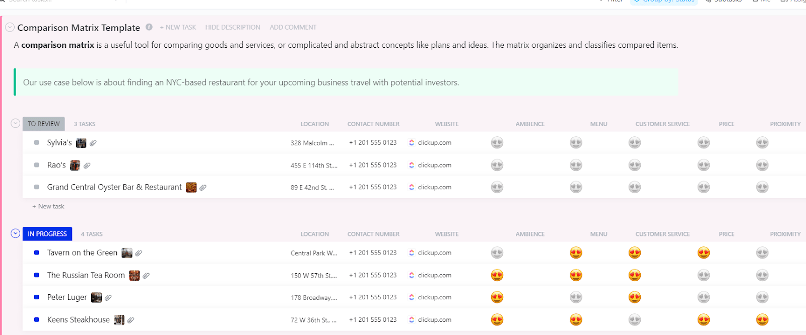 ClickUp battle card template supports sales best practices