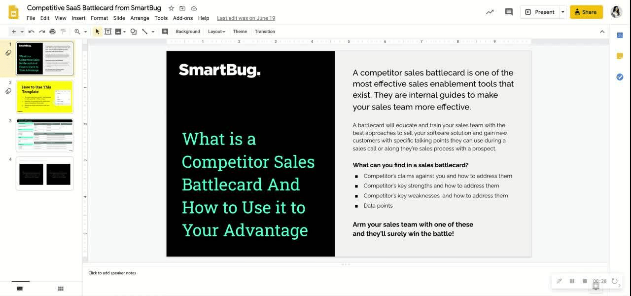 SmartBug battle card template for quick dismiss and boosted win rates