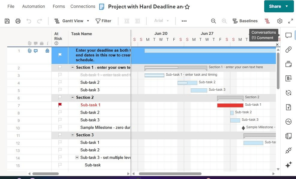 Progetto con scadenza rigida e modello Gantt