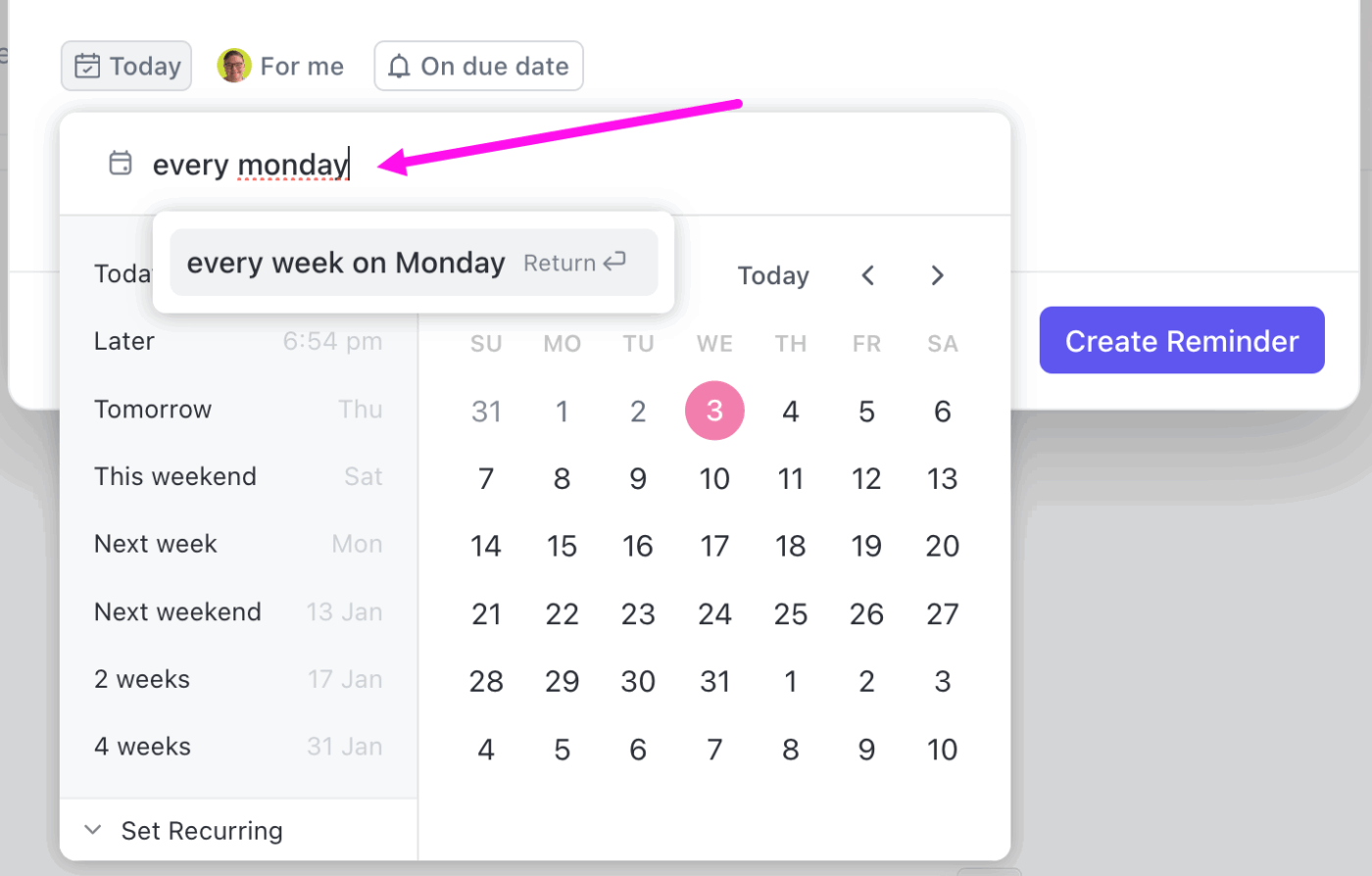 ClickUp Reminders provide timely digital nudges, helping you stay on top of important tasks that analog journals can’t ping you about