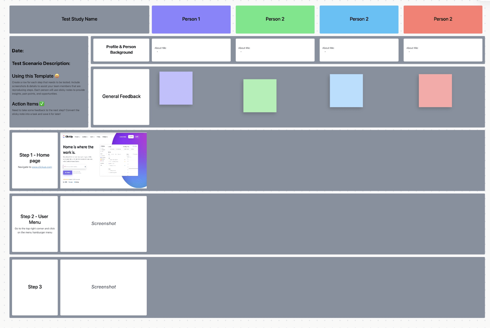 ClickUp Usability Testing Template: Track and analyze usability tests to improve design, functionality, and user satisfaction