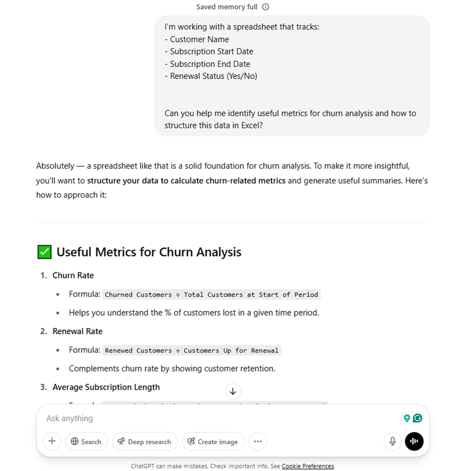 Describe the data to ChatGPT using text