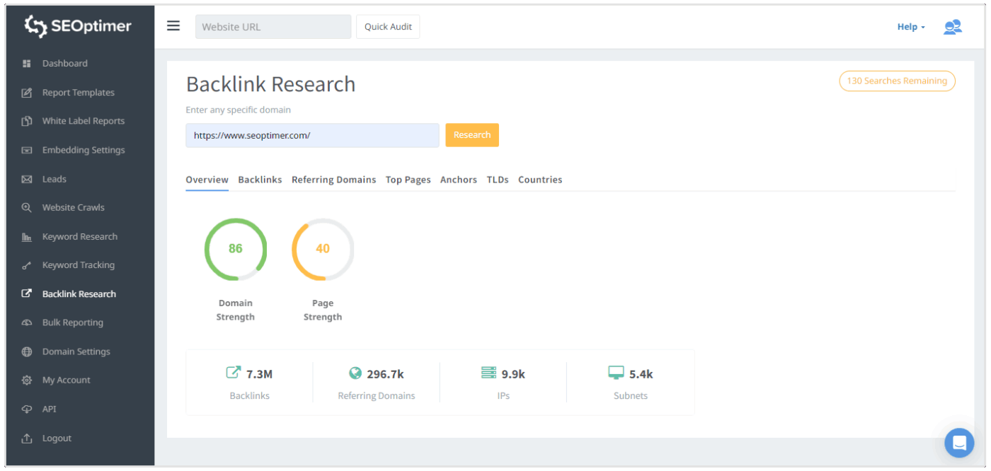 SEOptimer: Backlink and keyword analysis content audit tools