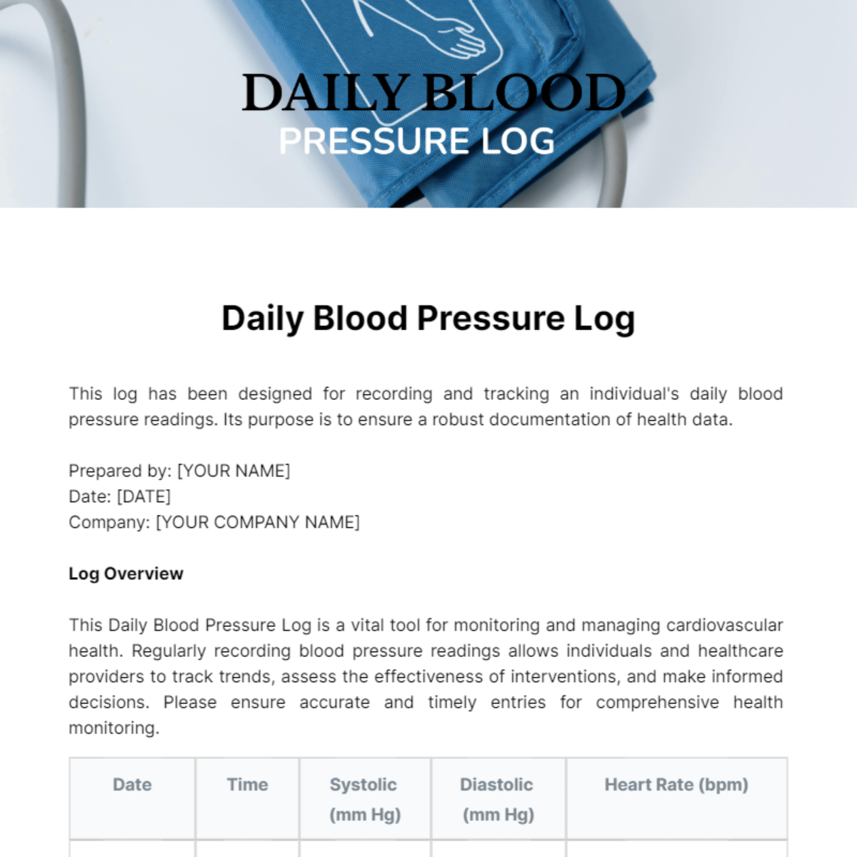 Template.Net blood pressure tracker template with no installation needed