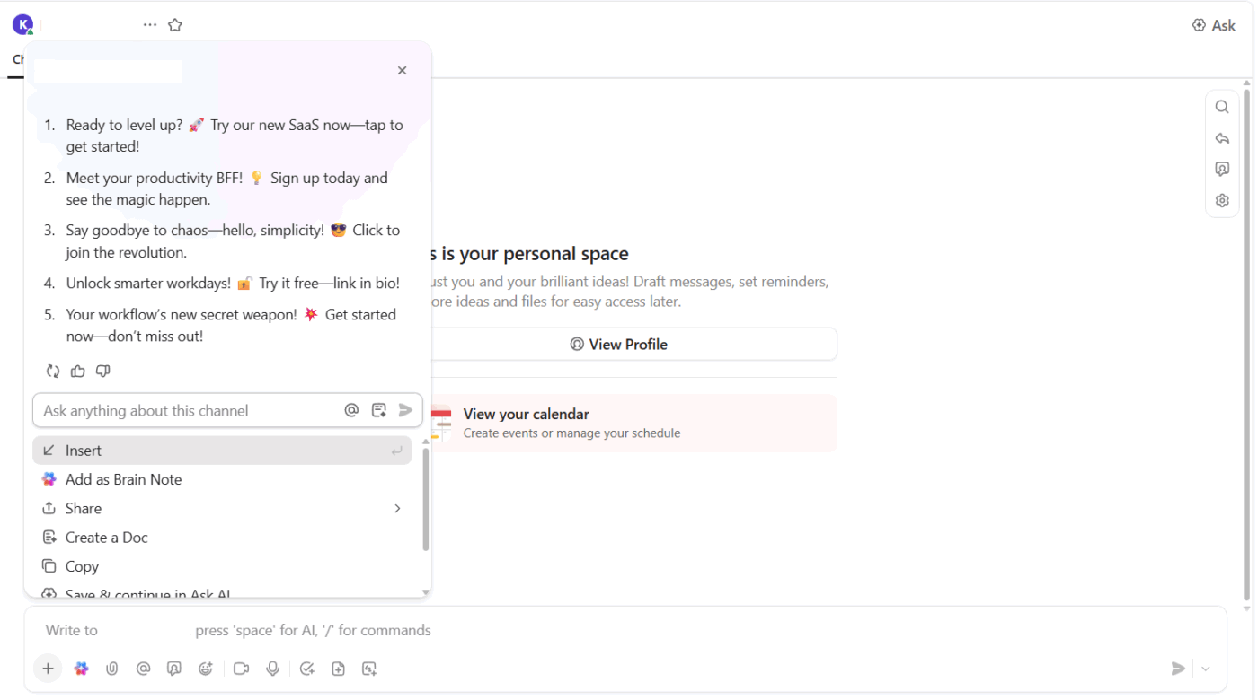 How to choose AI writing assistants: ClickUp Brain adapts to your personal writing style
