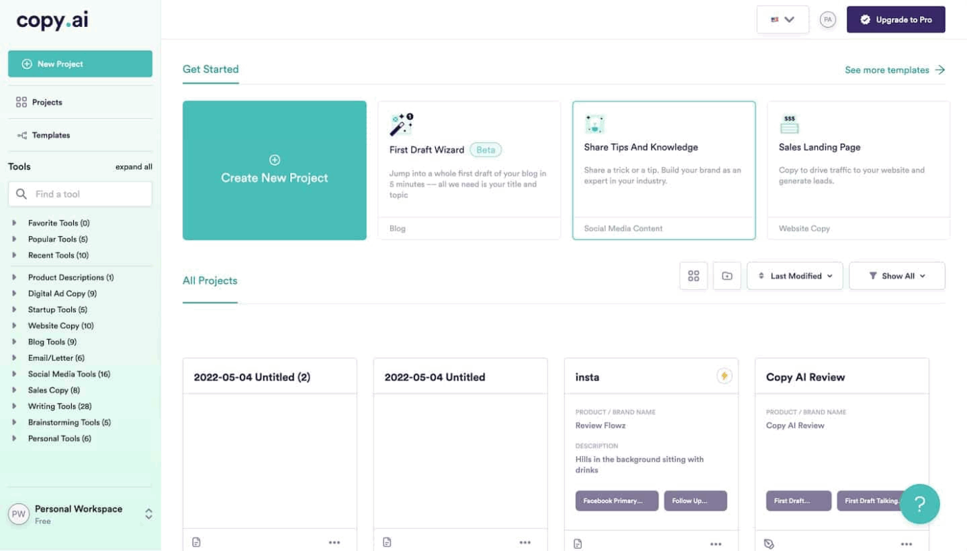 Copy.ai: How to choose AI writing assistants for your content creation process and search intent