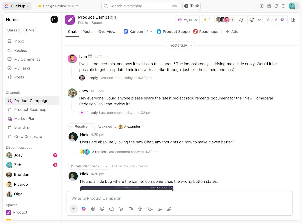 ClickUp Chat: How agencies can manage multiple client campaigns with centralized messaging