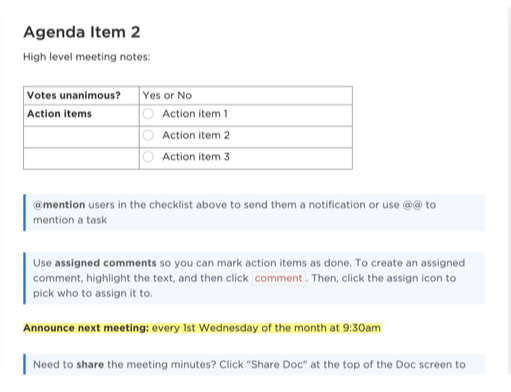 ClickUp Construction Meeting Minutes Template : smartsheet construction templates